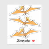 Funny fly oranje pterodactylcartoon sticker (Vel)