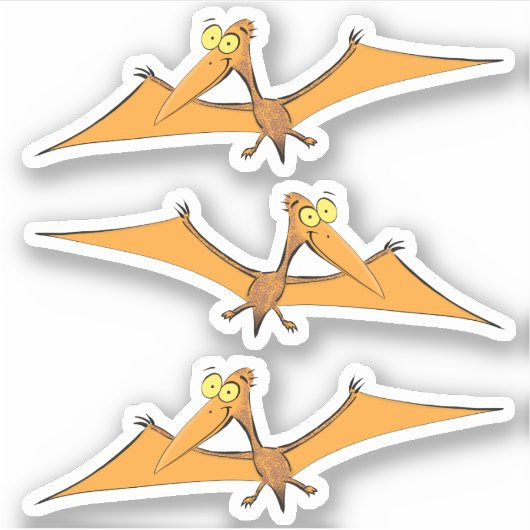 Funny fly oranje pterodactylcartoon sticker (Voorkant)