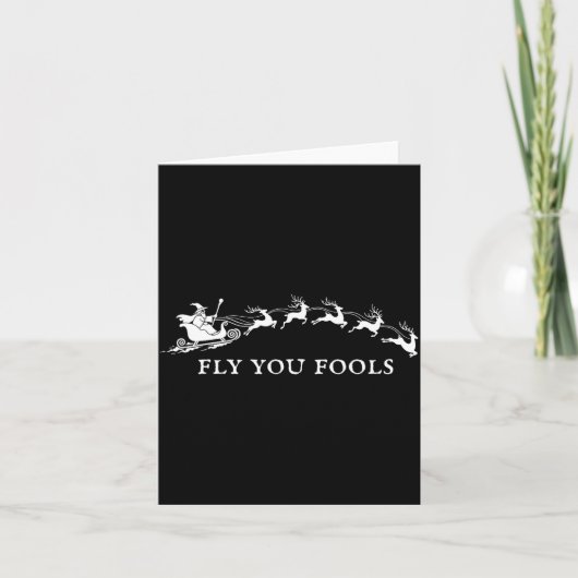 Funny Fly You Fools Santa Sleigh Reindeer Christma Kaart (Voorkant)