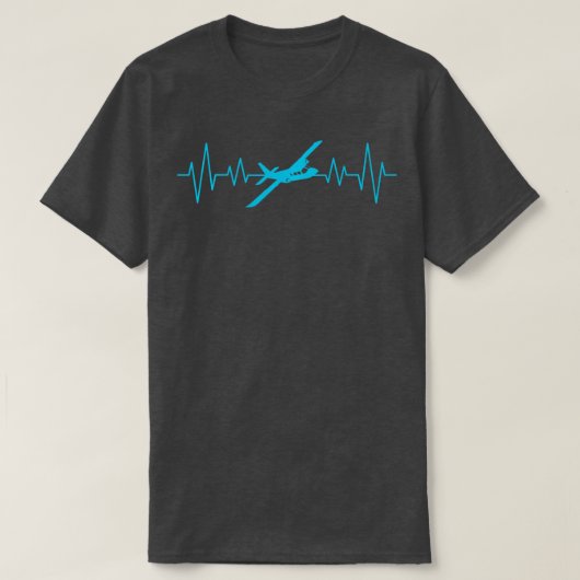 Funny Flying Airplane Heartbeat Aviator Pilot Gift T-shirt (Design voorkant)