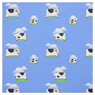 Funny Flying Cows and Clouds Pattern Stof