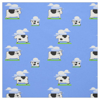 Funny Flying Cows and Clouds Pattern Stof