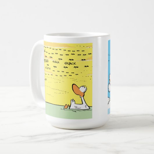 Funny Flying Ducks Cartoon Coffee Mok (Voorkant links)