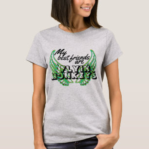 Funny Flying Monkey Green Wings Custom Typography T-shirt
