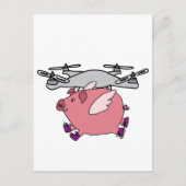 Funny Flying Pig Drone Cartoon Briefkaart (Voorkant)