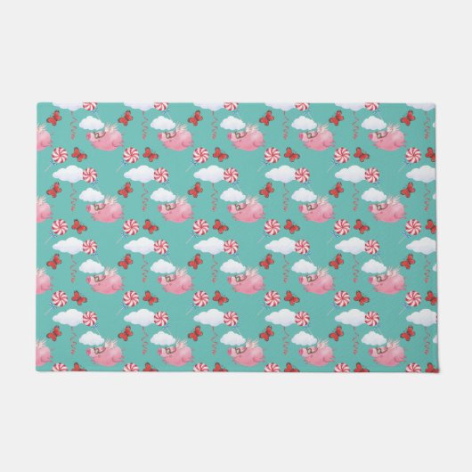 Funny Flying Pig Pattern Deurmat (Voorkant)