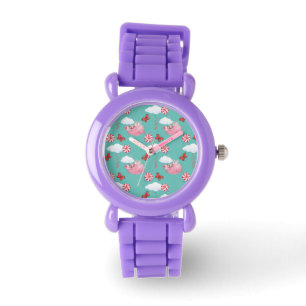 Funny Flying Pig Pattern Horloge