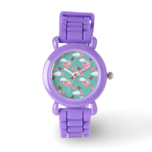 Funny Flying Pig Pattern Horloge (Voorkant)