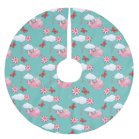 Funny Flying Pig Pattern Kerstboom Rok (Voorkant)
