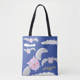 Funny Flying Pig Tote Bag