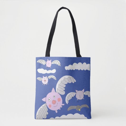 Funny Flying Pig Tote Bag (Voorkant)