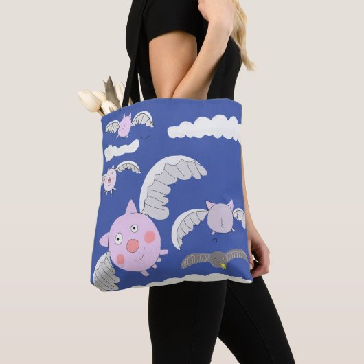 Funny Flying Pig Tote Bag (Dichtbij)