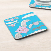 Funny Flying Pigs and Bemused Crow Bier Onderzetter (Linkerzijde)