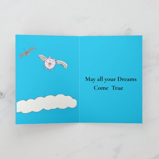 Funny Flying Pigs and Bemused Crow editable Kaart (Binnen)