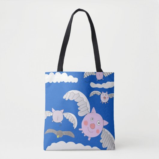 Funny Flying Pigs and Bemused Crow Tote Bag (Voorkant)