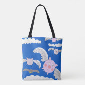 Funny Flying Pigs and Bemused Crow Tote Bag (Achterkant)