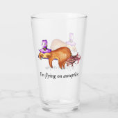 Funny Flying Sloth Witch Glass Glas (Achterkant)