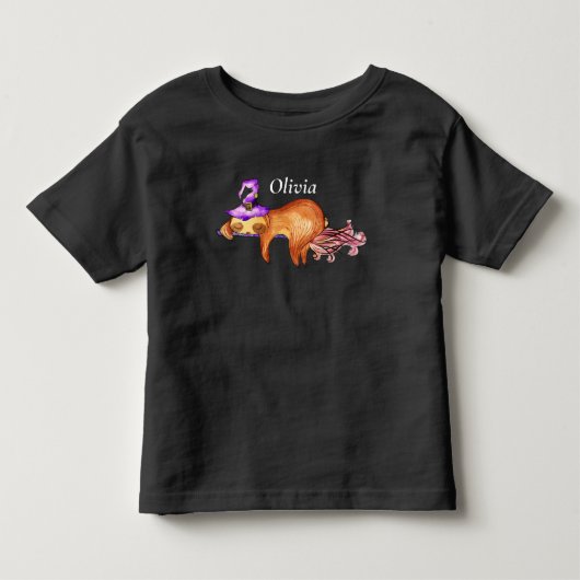 Funny Flying Sloth Witch Toddler T-shirt (Voorkant)