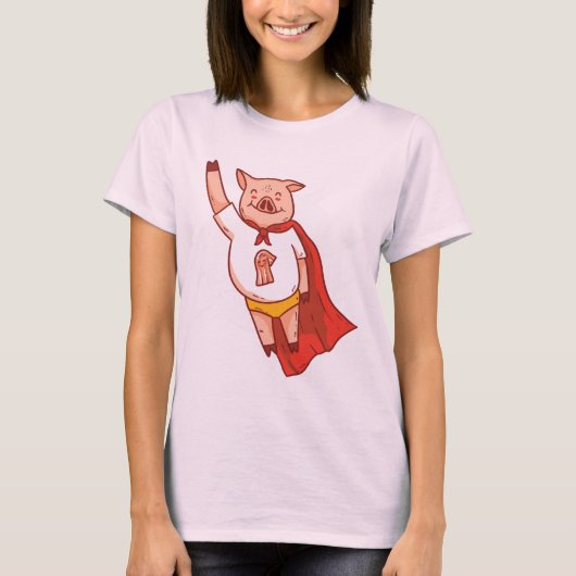 Funny Flying Super Pig T shirt (Voorkant)