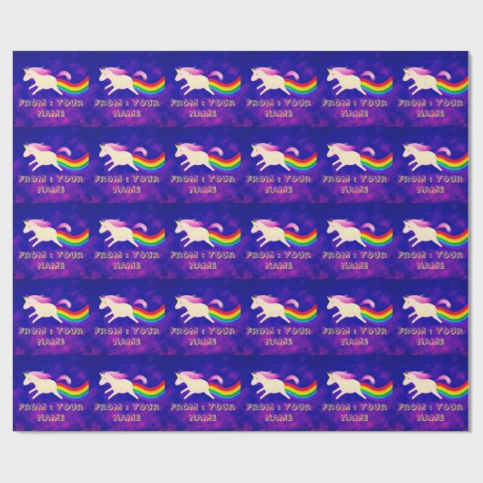 Funny Flying Unicorn Farage a Rainbow Cadeaupapier (Vlak)