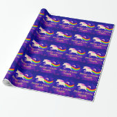 Funny Flying Unicorn Farage a Rainbow Cadeaupapier (Uitgerold)