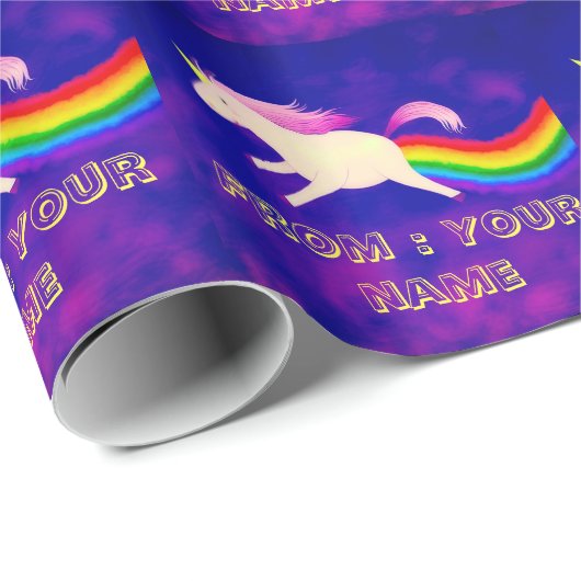 Funny Flying Unicorn Farage a Rainbow Cadeaupapier (Rol Hoek)