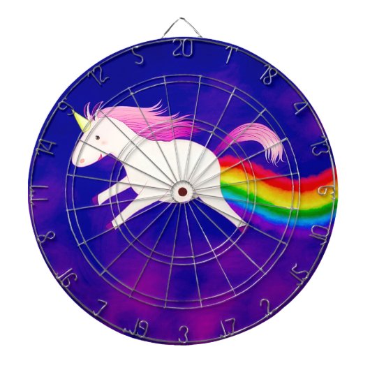 Funny Flying Unicorn Farage a Rainbow Dartbord (Voorkant)