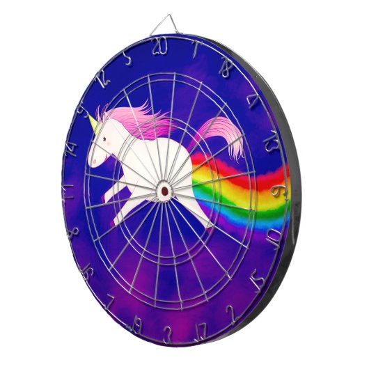 Funny Flying Unicorn Farage a Rainbow Dartbord (Voorkant Rechts)