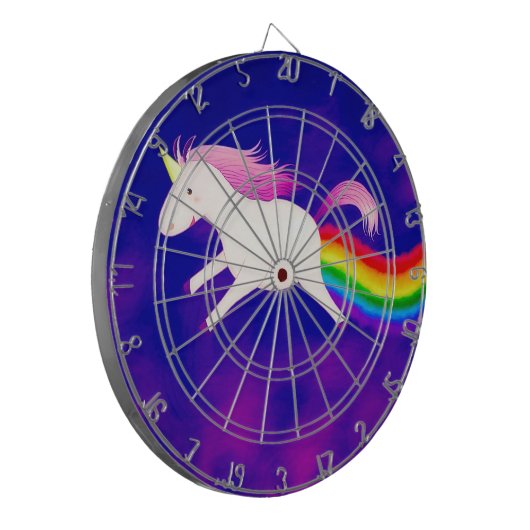 Funny Flying Unicorn Farage a Rainbow Dartbord (Voorkant Links)