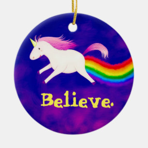 Funny Flying Unicorn Farage a Rainbow Keramisch Ornament