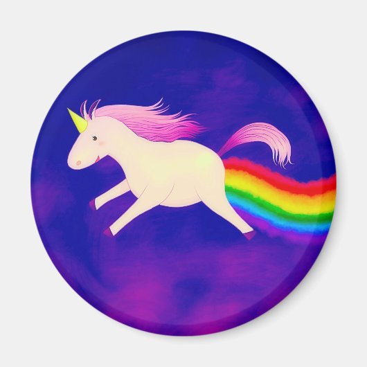 Funny Flying Unicorn Farage a Rainbow Magneet (Voorkant)