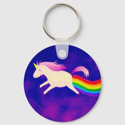 Funny Flying Unicorn Farage a Rainbow Sleutelhanger (Voorkant)