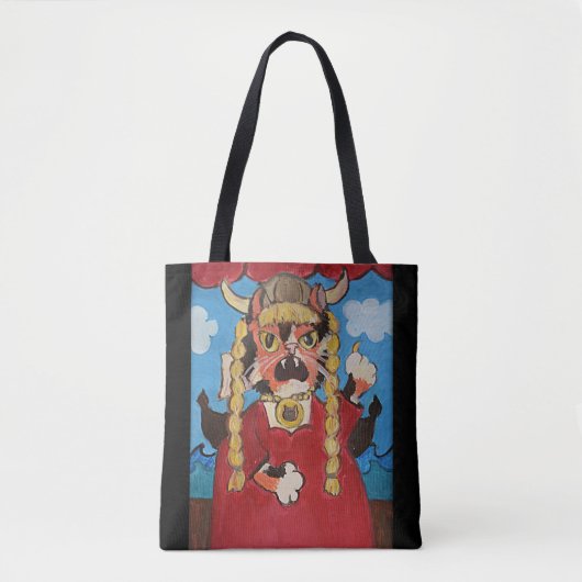 Funny Folk Art Opera Cat Tote Bag (Voorkant)