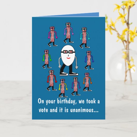 Funny Food Bacon & Eggs Verjaardag Kaart Gift (Gele Bloem)