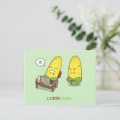 Funny Food Coma Concuss Corn Pun Humor Briefkaart (Staand voorkant)