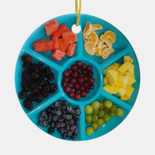 Funny Food Kerstversient, Fruit Bord Keramisch Ornament (Voorkant)