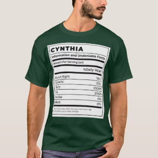 Funny Food Label Vrouw Ingrediënten CYNTHIA T-shirt