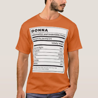 Funny Food Label Vrouw Ingrediënten DONNA T-shirt