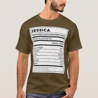 Funny Food Label Vrouw Ingrediënten JESSICA T-shirt