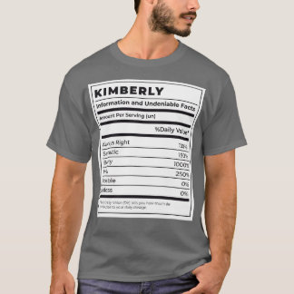 Funny Food Label Vrouw Ingrediënten KIMBERLY T-shirt
