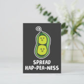 Funny Food Pun Pea Cute Vegetable Joke Happiness Briefkaart (Staand voorkant)