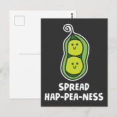 Funny Food Pun Pea Cute Vegetable Joke Happiness Briefkaart (Voorkant / Achterkant)