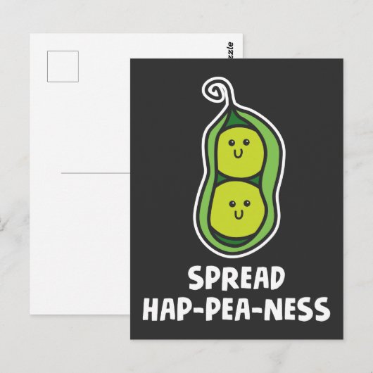 Funny Food Pun Pea Cute Vegetable Joke Happiness Briefkaart (Voorkant / Achterkant)