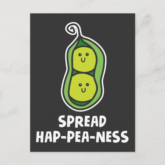Funny Food Pun Pea Cute Vegetable Joke Happiness Briefkaart (Voorkant)