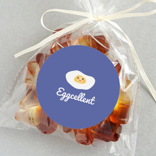 Funny Foodie Cute Eggcellent Humoureues Food Pun Ronde Sticker