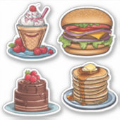 Funny Foodie Set Waterdicht  Sticker (Voorkant)