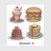 Funny Foodie Set Waterdicht  Sticker (Vel)