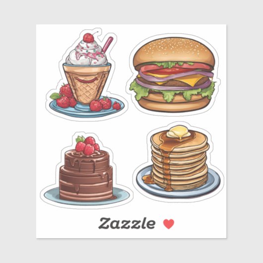 Funny Foodie Set Waterdicht  Sticker (Vel)