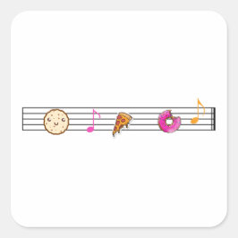 Funny Foods en Muzieknoten Vierkante Sticker