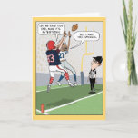 Funny Football Birthday Card Kaart<br><div class="desc">Hier is een grappige verjaardagskaart met een paar football spelers die vechten voor de bal en het juiste verjaardagscadeau bespreken. Van de schepper van populaire webcomimekapitein Scratchy. Bedankt om dit originele ontwerp te kiezen door © Chuck Ingwersen en mij te steunen — een onafhankelijke kunstenaar! Ik post elke dag cartoons...</div>